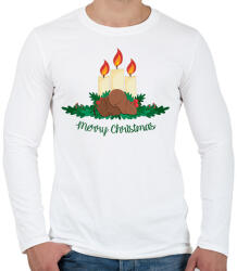 printfashion Merry Christmas - Férfi hosszú ujjú póló - Fehér (14524165)