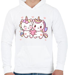 printfashion Szerelmes unikornisok - Férfi kapucnis pulóver - Fehér (11880420)