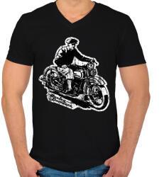 printfashion Motrocircle vintage - Férfi V-nyakú póló - Fekete (4887322)
