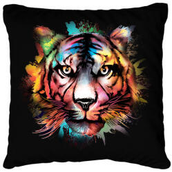 printfashion Színes tigris - Párnahuzat, Díszpárnahuzat - Fekete (8047446)