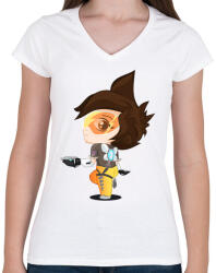 printfashion tracer - Női V-nyakú póló - Fehér (503009)