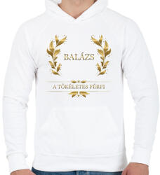 printfashion Balázs - Férfi kapucnis pulóver - Fehér (2808537)