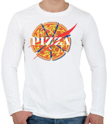 printfashion Nasa Pizza - Férfi hosszú ujjú póló - Fehér (1713961)
