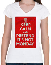 printfashion It's not monday - Női V-nyakú póló - Fehér (636716)