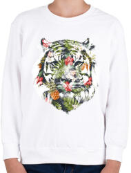 printfashion Tropical tiger - Gyerek pulóver - Fehér (240128)