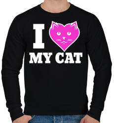 printfashion I Love My Cat - Férfi pulóver - Fekete (1939153)