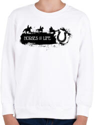 printfashion Horses are my life - Fekete-fehér - Gyerek pulóver - Fehér (6320497)