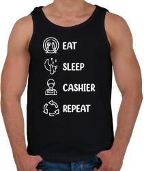 printfashion Eat, sleep, cashier, repeat - Férfi atléta - Fekete (8806031)