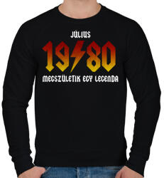 printfashion 1980 JÚLIUS - LEGENDA SZÜLETIK (ACDC STÍLUS) - Férfi pulóver - Fekete (2700995)