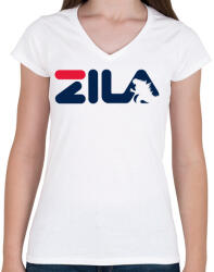 printfashion Zila - Női V-nyakú póló - Fehér (1701134)