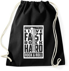 printfashion Stay true, Live fast, Rock hard, Rock & Roll - fekete - Sportzsák, Tornazsák - Fekete (6373536)