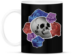 printfashion koponya és rózsák - Bögre - Fekete (5680512)