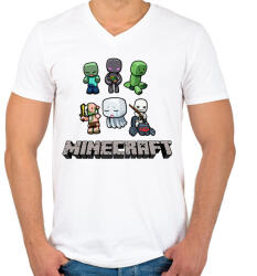 printfashion Minecraft - Férfi V-nyakú póló - Fehér (493682)