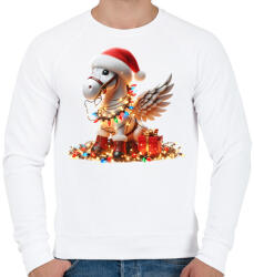 printfashion Karácsonyi Unikornis / Pegazus / póni - Férfi pulóver - Fehér (15236424)
