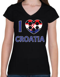 printfashion I love Croatia - Női V-nyakú póló - Fekete (10789856)