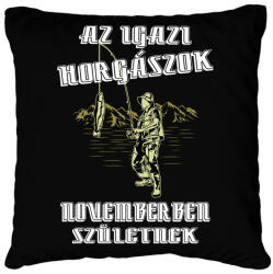 printfashion Novemberi horgász - Párnahuzat, Díszpárnahuzat - Fekete (4770005)