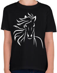 printfashion Ló minta - Gyerek póló - Fekete (5044409)