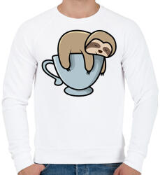 printfashion Lajhár kávézik - Férfi pulóver - Fehér (12051785)