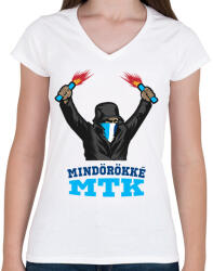 printfashion Egyedi szurkolói minta #8 - Női V-nyakú póló - Fehér (16594667)