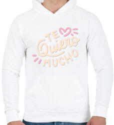 printfashion Szeretlek - Te Qiuero - Férfi kapucnis pulóver - Fehér (4313118)