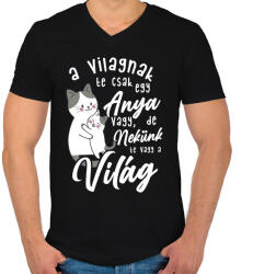 printfashion Nekünk te vagy a világ lght - Férfi V-nyakú póló - Fekete (4712844)