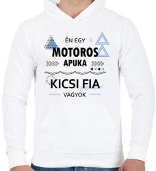 printfashion Én egy motoros apuka kicsi fia vagyok - Férfi kapucnis pulóver - Fehér (6367290)