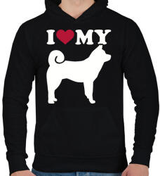 printfashion I Love My Akita - Férfi kapucnis pulóver - Fekete (2383203)