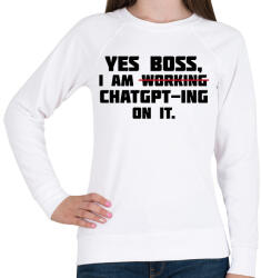 printfashion Yes boss - Női pulóver - Fehér (14578005)