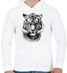 printfashion Rajzolt tigris - Férfi kapucnis pulóver - Fehér (13375162)