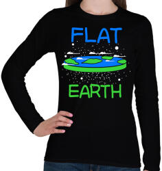 printfashion Lapos Föld elmélet - Női hosszú ujjú póló - Fekete (1301543)