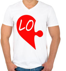 printfashion Szívem Love - Férfi V-nyakú póló - Fehér (2207306)