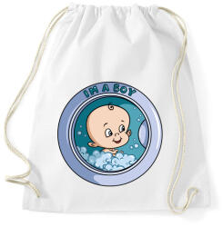 printfashion Kisfiú a mosógépben - Sportzsák, Tornazsák - Fehér (446972)