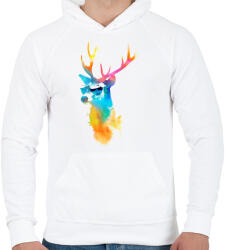 printfashion Sunny stag - Férfi kapucnis pulóver - Fehér (235599)