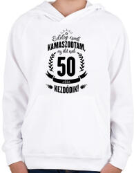 printfashion kamasz-50-black - Gyerek kapucnis pulóver - Fehér (603815)