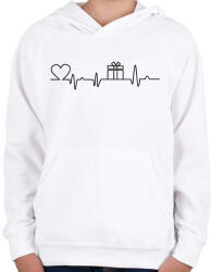 printfashion Karácsonyi szívritmus - Gyerek kapucnis pulóver - Fehér (1098325)