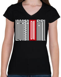 printfashion LCDP Text - Női V-nyakú póló - Fekete (5031323)