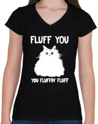 printfashion Fluffin fluff - Női V-nyakú póló - Fekete (13262858)