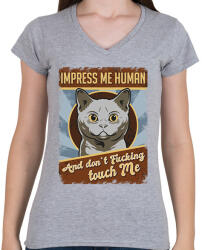 printfashion impress me - Női V-nyakú póló - Sport szürke (1964785)