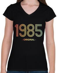printfashion 1985 - Női V-nyakú póló - Fekete (11987681)
