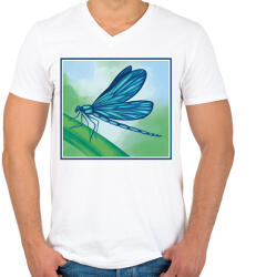 printfashion Szitakötő - Férfi V-nyakú póló - Fehér (12047012)