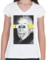 printfashion Einstein - Női V-nyakú póló - Fehér (2872084)