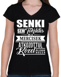 printfashion A mercisek tökéletesek! - Női V-nyakú póló - Fekete (7040313)