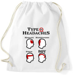 printfashion God of War - Types of Headaches - Sportzsák, Tornazsák - Fehér (5708380)