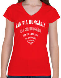 printfashion Ria ria Hungária - Női V-nyakú póló - Piros (5070033)