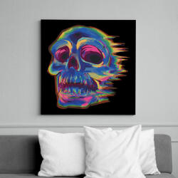 printfashion Koponya glitch art - Vászonkép - Fekete (11522464)