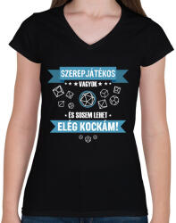 printfashion Sosem lehet elég kockám - Női V-nyakú póló - Fekete (2680591)