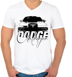 printfashion Dodge Challenger - Férfi V-nyakú póló - Fehér (7595673)