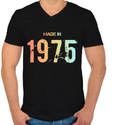 printfashion 1975 - Férfi V-nyakú póló - Fekete (6225028)