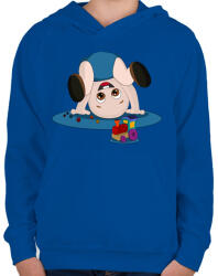 printfashion Baba és a kis vonat - Gyerek kapucnis pulóver - Királykék (335545)