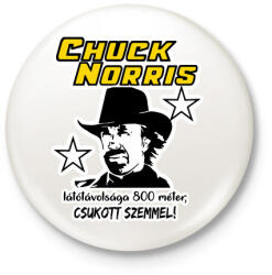 printfashion Chuck Norris látótávolsága csukott szemmel - Kitűző, hűtőmágnes - Fehér (3079183)